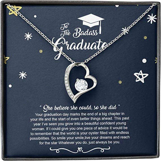 Daughter Necklace, Badass Inspirational Graduation Gift Necklace For Her Girls Senior 2024 , Masters Degree Phd Dughter's Day Rakva