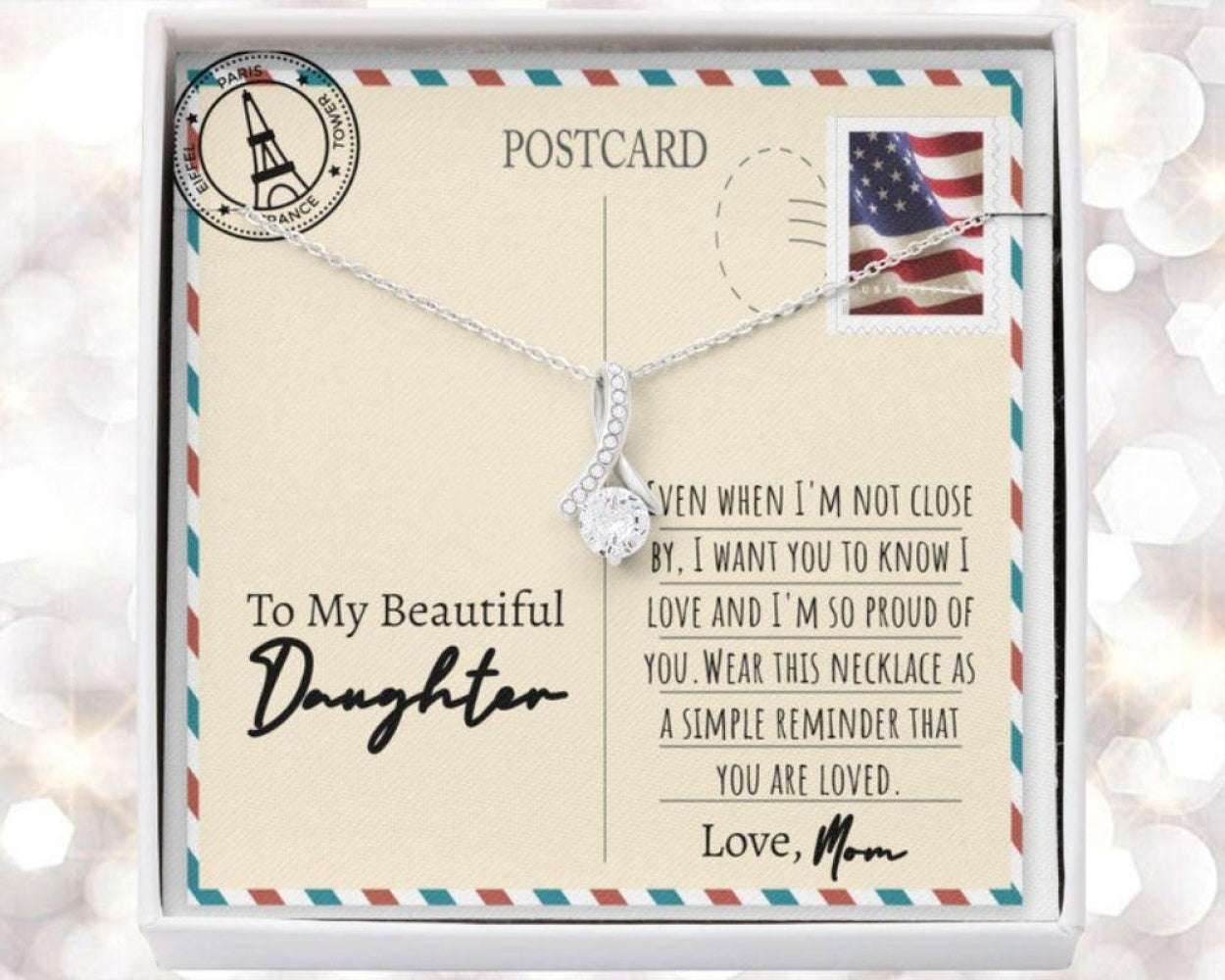 Daughter Necklace, Beautiful Daughter Long Distance Necklace, Daughter Gift From Mother Dughter's Day Rakva