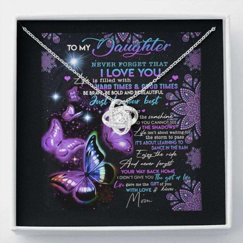 Daughter Necklace, Butterflies Never Forget That I Love You Gift For Daughter Valentine Necklace For My Daughter Dughter's Day Rakva