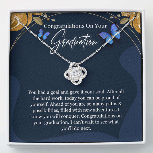 Daughter Necklace, Class Of 2024 Gift “ Graduation Necklace Gift For Girl Congrat Grad Gift “ Love Knot Dughter's Day Rakva