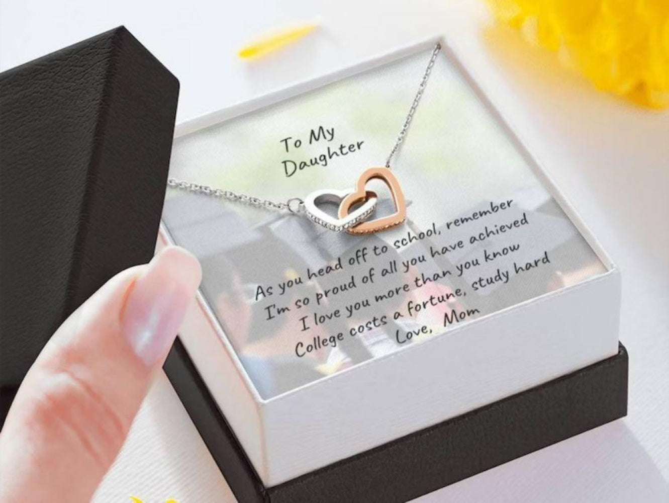 Daughter Necklace, College Student Back To School Necklace Gift From Mom Dughter's Day Rakva