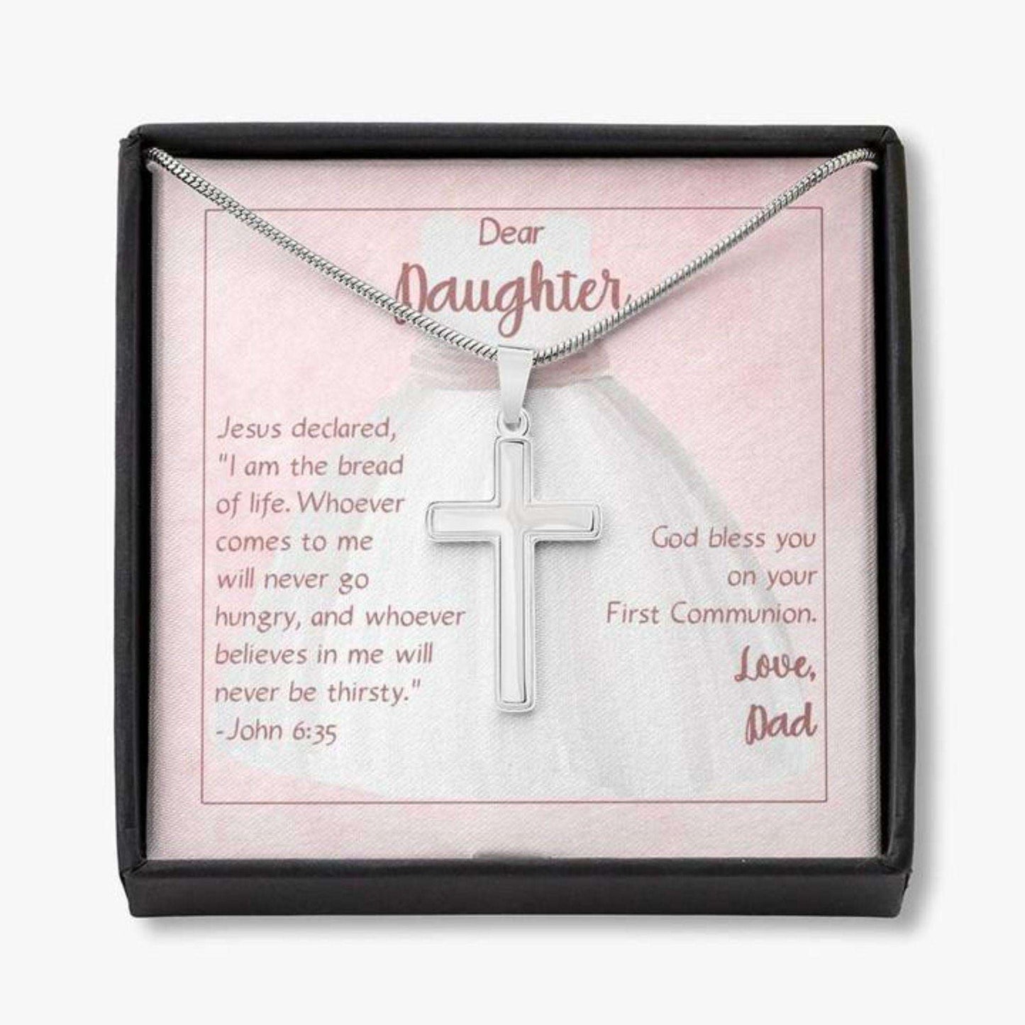 Daughter Necklace, Cross Necklace For Daughter’S First Communion From Dad Dughter's Day Rakva