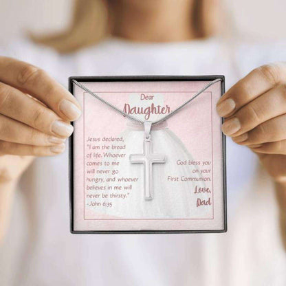 Daughter Necklace, Cross Necklace For Daughter’S First Communion From Dad Dughter's Day Rakva