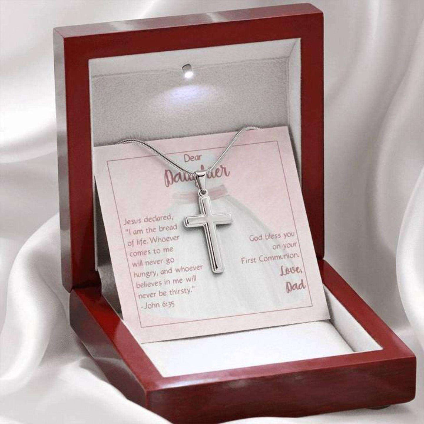 Daughter Necklace, Cross Necklace For Daughter’S First Communion From Dad Dughter's Day Rakva