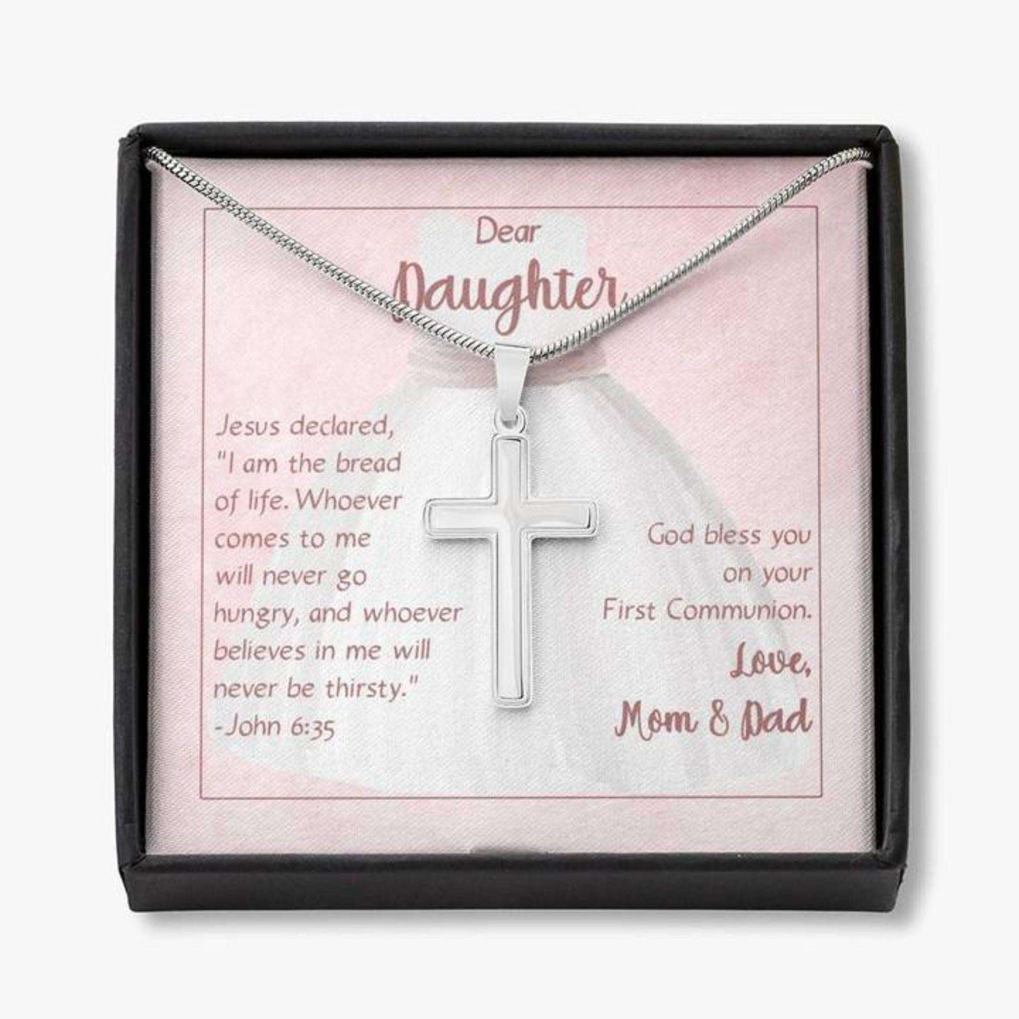 Daughter Necklace, Cross Necklace For Daughter’S First Communion From Mom And Dad Dughter's Day Rakva