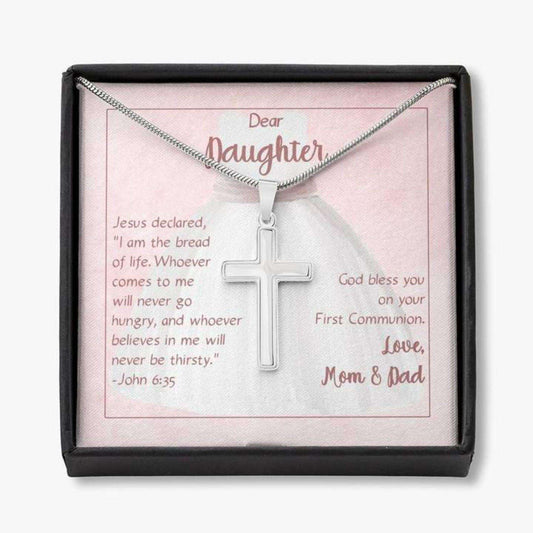 Daughter Necklace, Cross Necklace For Daughter’S First Communion From Mom And Dad Dughter's Day Rakva