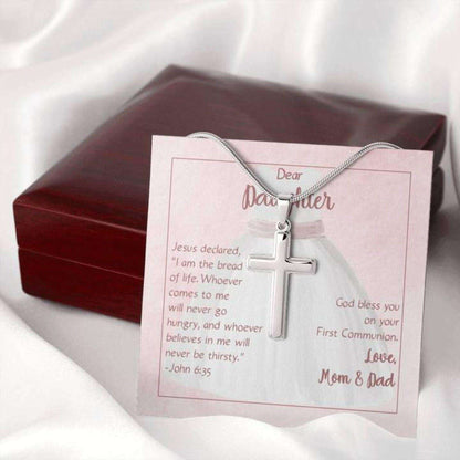 Daughter Necklace, Cross Necklace For Daughter’S First Communion From Mom And Dad Dughter's Day Rakva