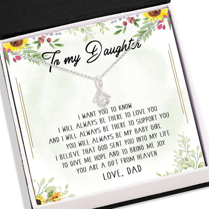 Daughter Necklace, Dad To Daughter Necklace Card Message “ Jewelry Gift For Daughter Dughter's Day Rakva