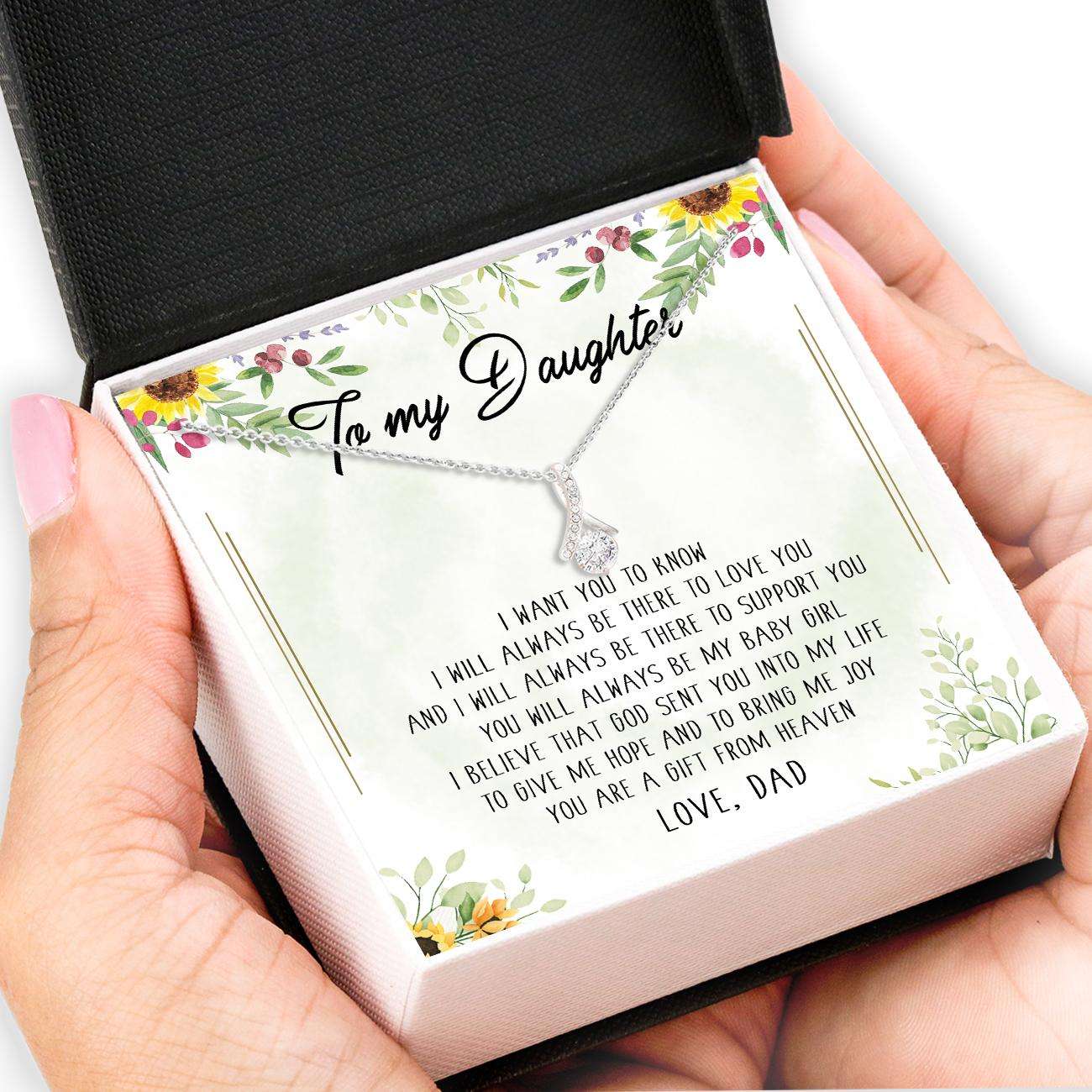 Daughter Necklace, Dad To Daughter Necklace Card Message “ Jewelry Gift For Daughter Dughter's Day Rakva