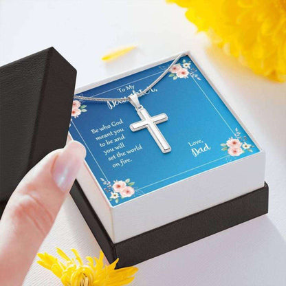 Daughter Necklace, Daughter Be Who God Meant You To Be Cross Necklace Love Dad Dughter's Day Rakva