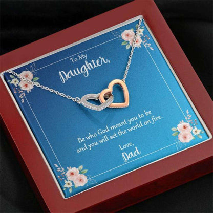 Daughter Necklace, Daughter Be Who God Meant You To Be Love Dad Hearts Necklace Dughter's Day Rakva