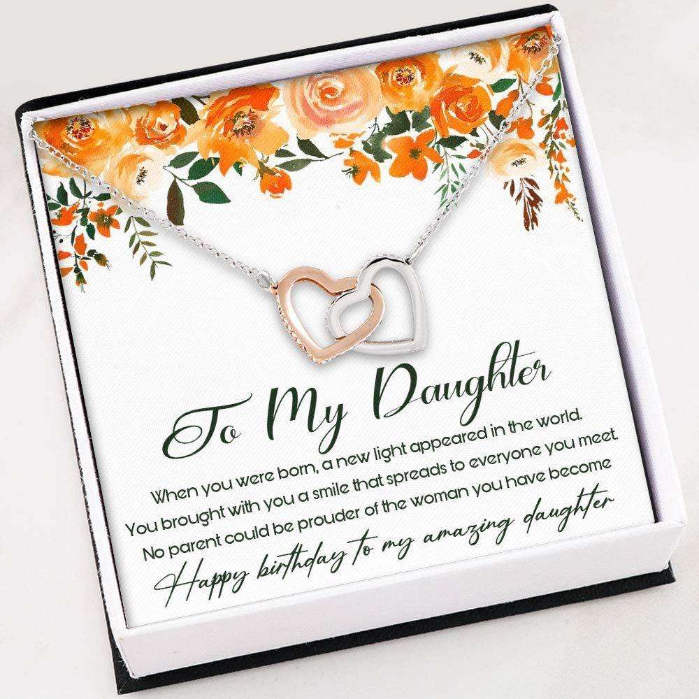 Daughter Necklace, Daughter Birthday Gift Necklace “ Interlocking Hearts Necklace With Gift Box Dughter's Day Rakva