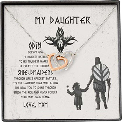 Daughter Necklace, Daughter From Mom Necklace, Odin Shield Maiden Viking Tough Warrior Way Dughter's Day Rakva