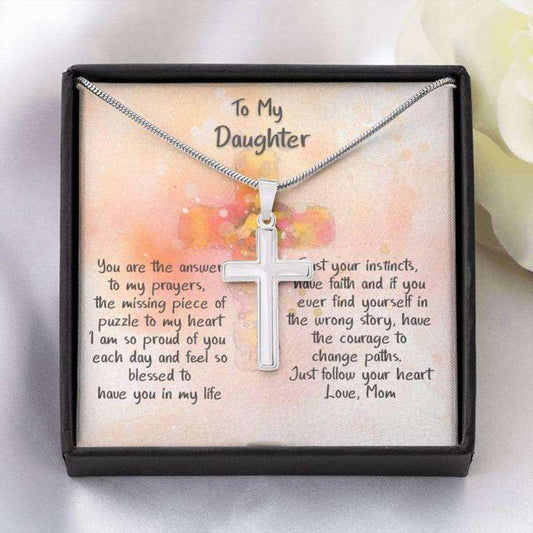 Daughter Necklace, Daughter Gift, Answer To My Prayers “ Cross Necklace Dughter's Day Rakva