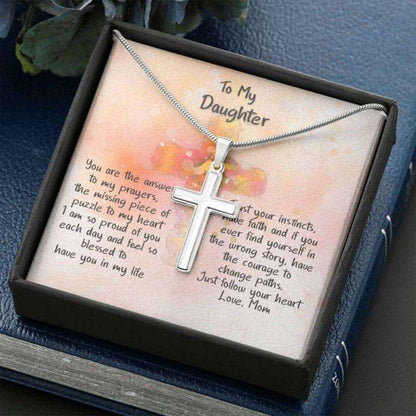 Daughter Necklace, Daughter Gift, Answer To My Prayers “ Cross Necklace Dughter's Day Rakva