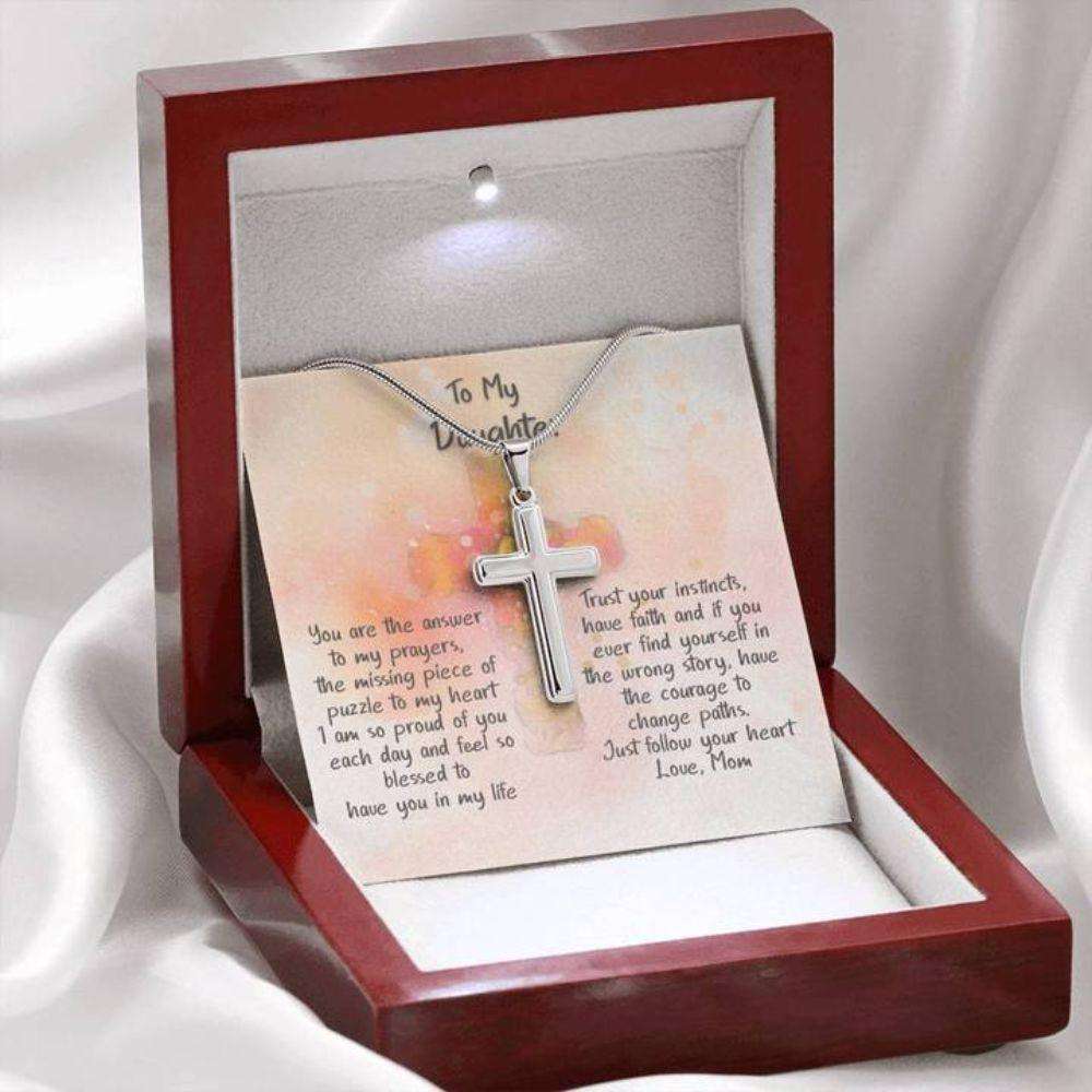 Daughter Necklace, Daughter Gift, Answer To My Prayers “ Cross Necklace Dughter's Day Rakva