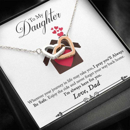 Daughter Necklace, Daughter Gift From Dad “ Daughter Necklace “ Back Home “ Gift Necklace Message Card Dughter's Day Rakva