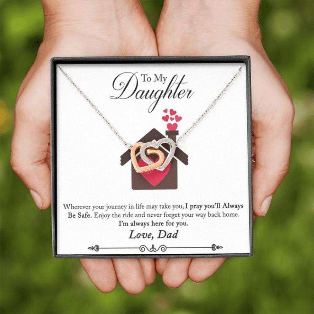 Daughter Necklace, Daughter Gift From Dad “ Daughter Necklace “ Back Home “ Gift Necklace Message Card Dughter's Day Rakva