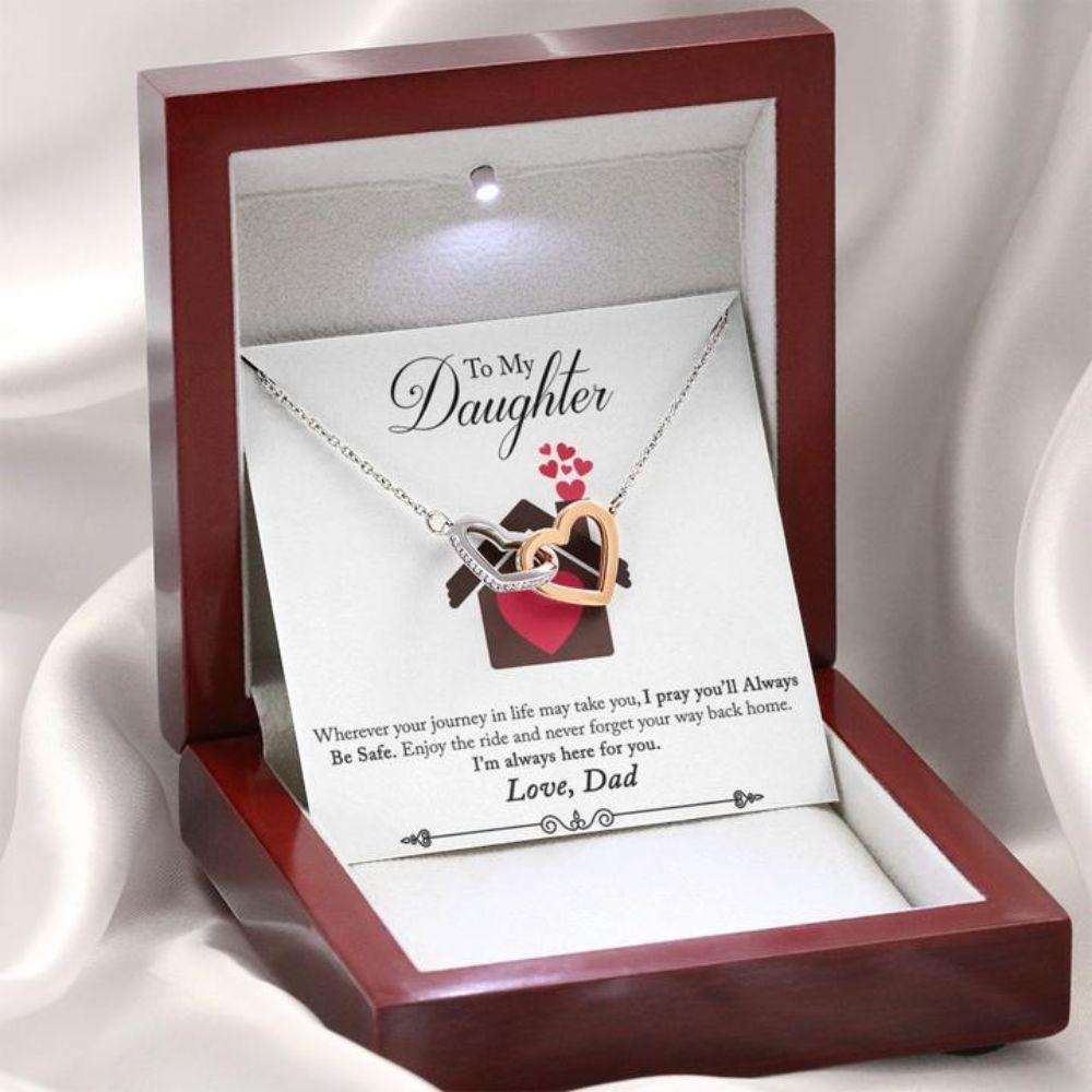 Daughter Necklace, Daughter Gift From Dad “ Daughter Necklace “ Back Home “ Gift Necklace Message Card Dughter's Day Rakva