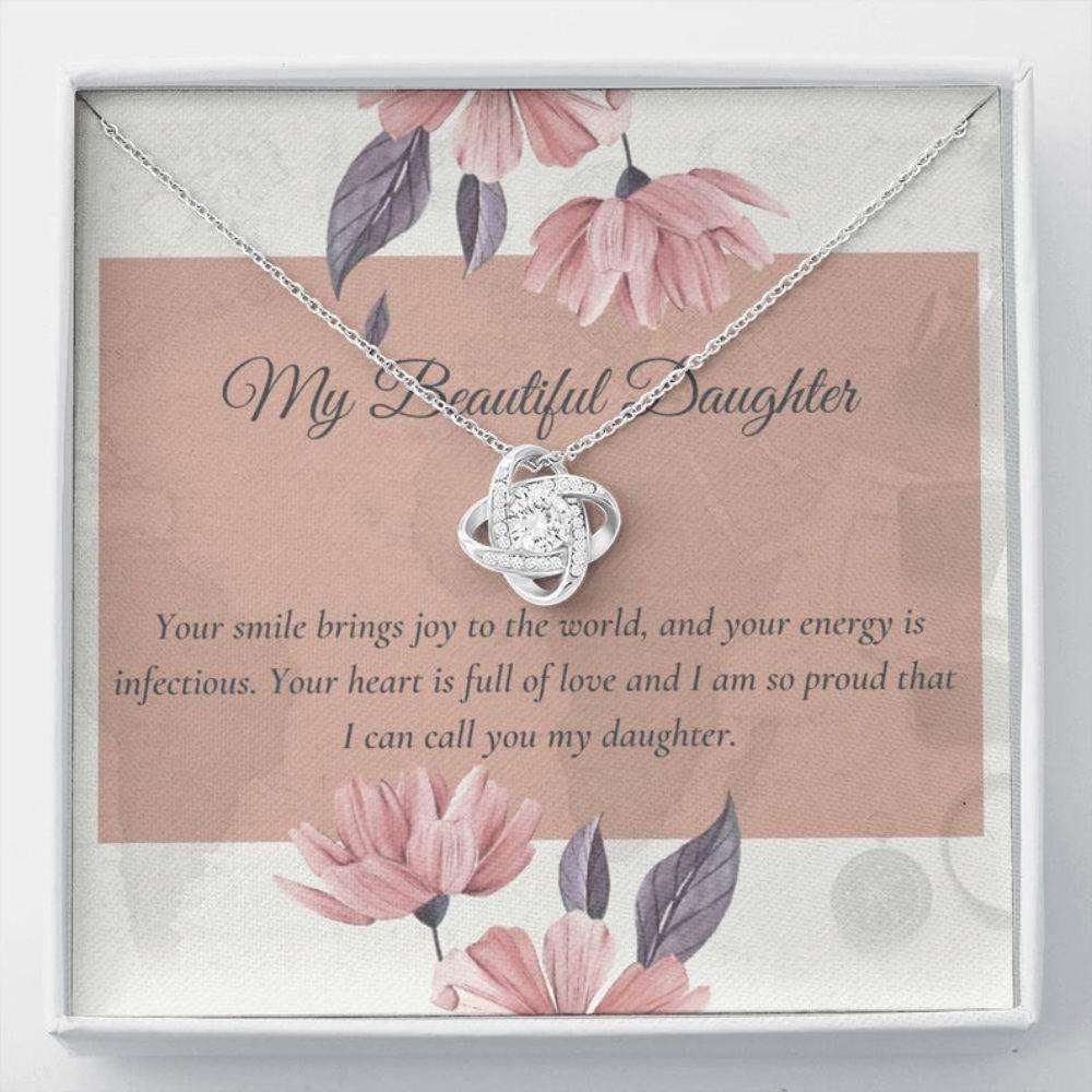 Daughter Necklace, Daughter Message Gift “ Sweet Card Necklace “ Best Daughter Gift “ Love Knot Necklace To Daughter Dughter's Day Rakva