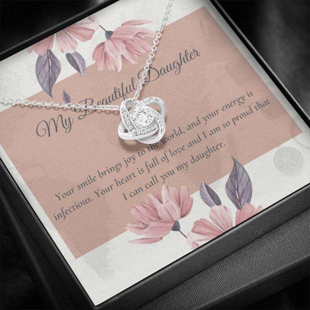 Daughter Necklace, Daughter Message Gift “ Sweet Card Necklace “ Best Daughter Gift “ Love Knot Necklace To Daughter Dughter's Day Rakva