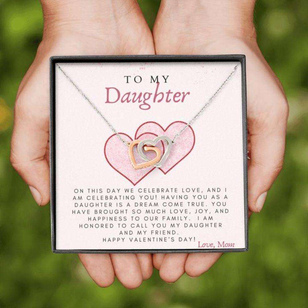 Daughter Necklace “ Daughter Valentine’S Gift From Mom “ Daughter Heart Necklace Message Card “ Gift To Daughter From Mom Dughter's Day Rakva