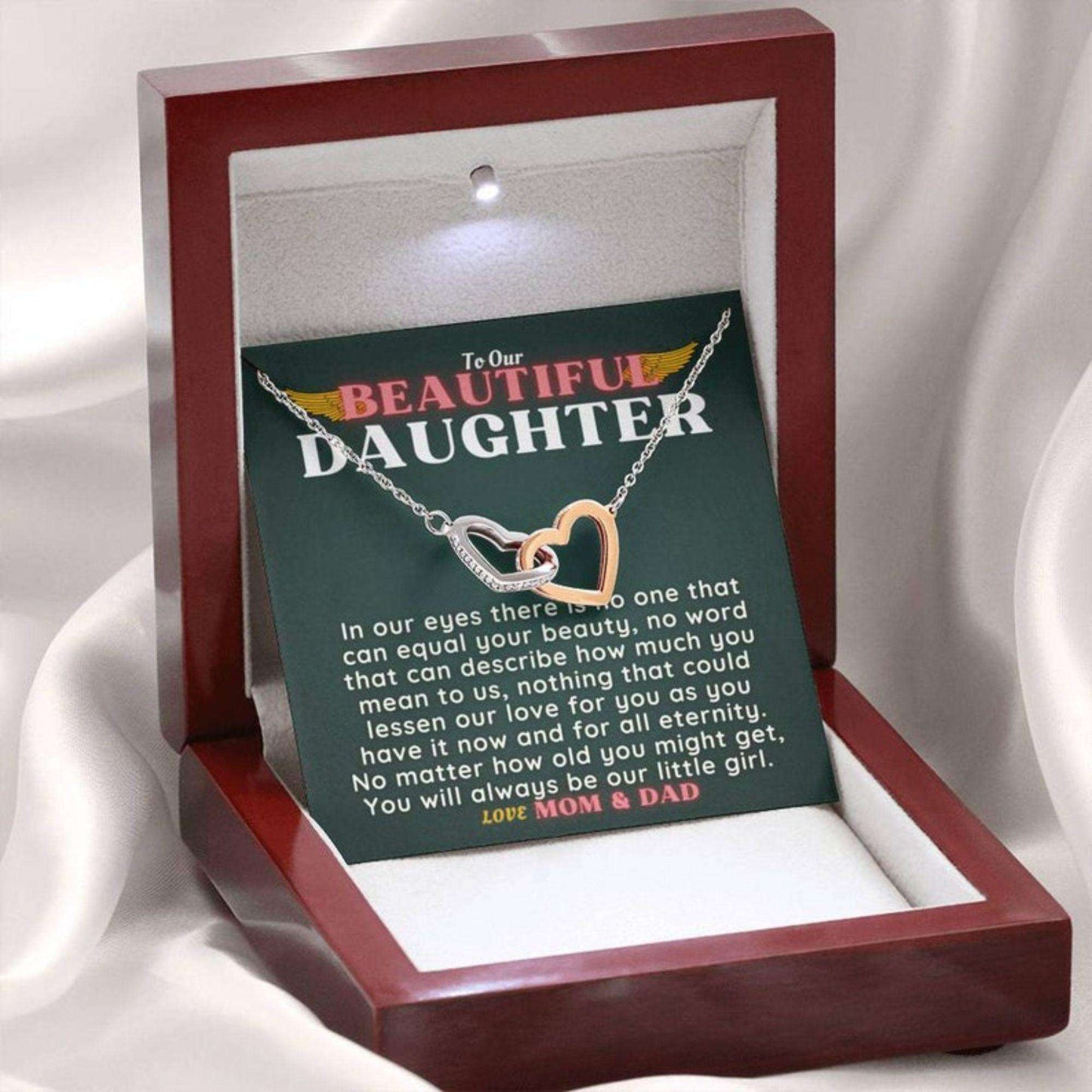 Daughter Necklace, Daughter Valentines Day Necklace Gift Box From Mom Dad|To Our Beautiful Daughter Necklace Dughter's Day Rakva