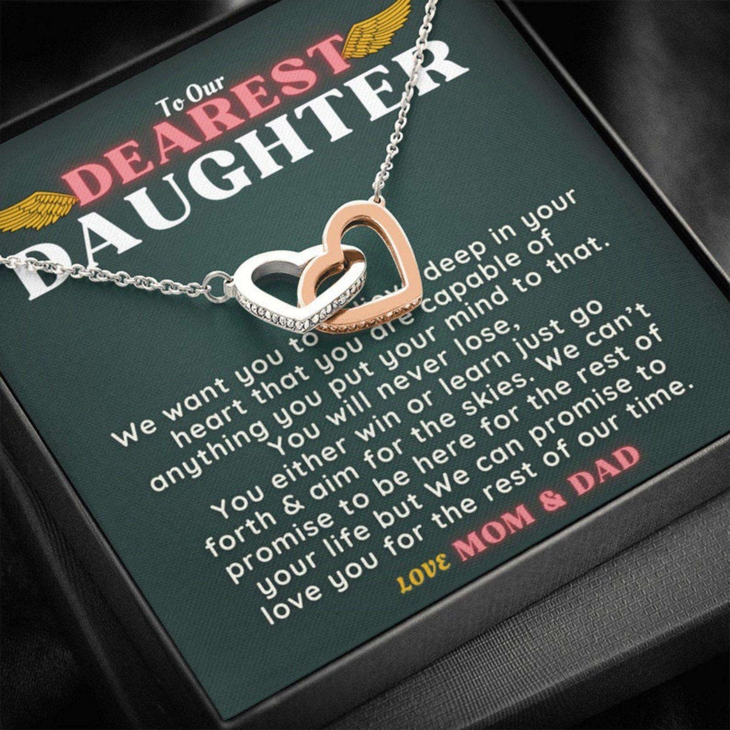 Daughter Necklace, Daughter Valentines Day Necklace Gift Box From Mom Dad|To Our Dearest Daughter Necklace Dughter's Day Rakva