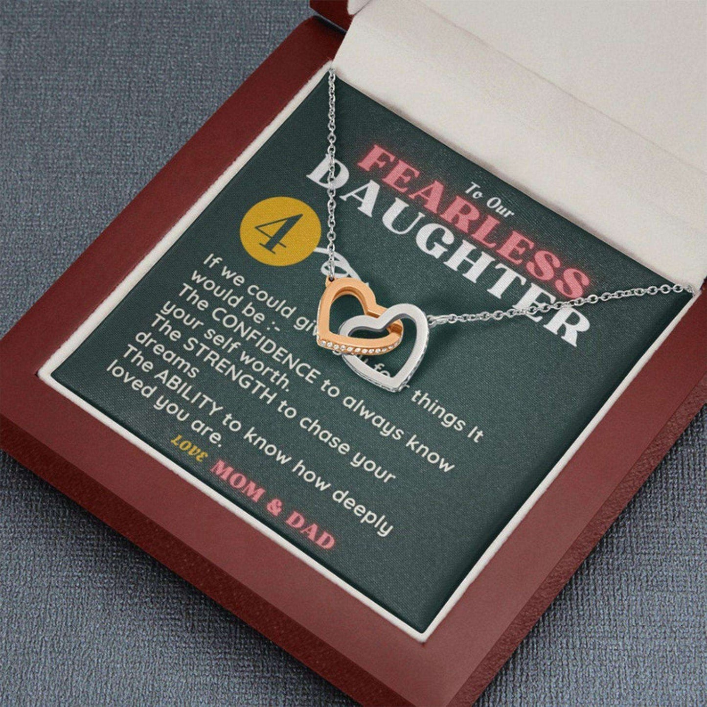 Daughter Necklace, Daughter Valentines Day Necklace Gift Box From Mom Dad|To Our Fearless Daughter Necklace Dughter's Day Rakva