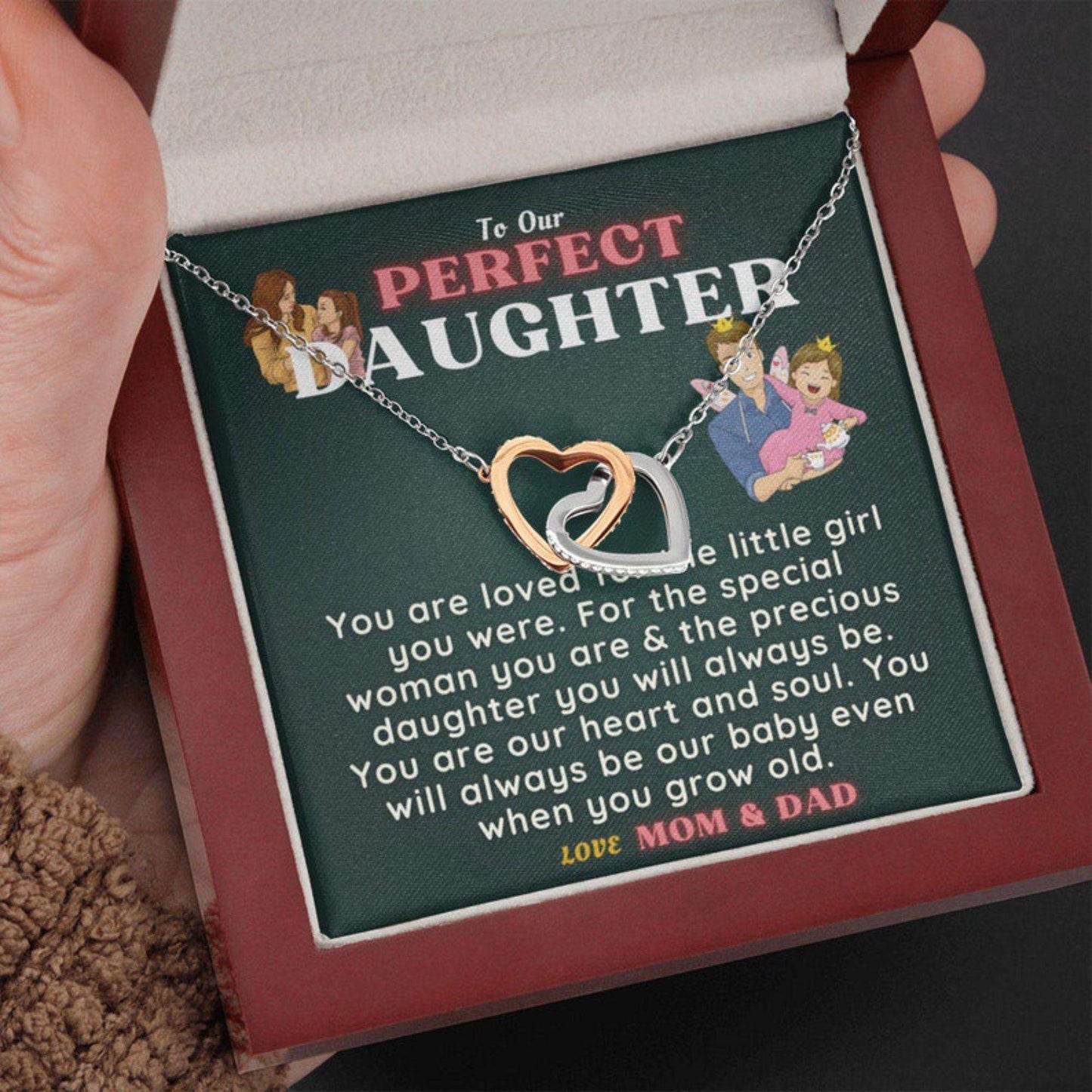 Daughter Necklace, Daughter Valentines Day Necklace Gift Box From Mom Dad|To Our Perfect Daughter Necklace Dughter's Day Rakva