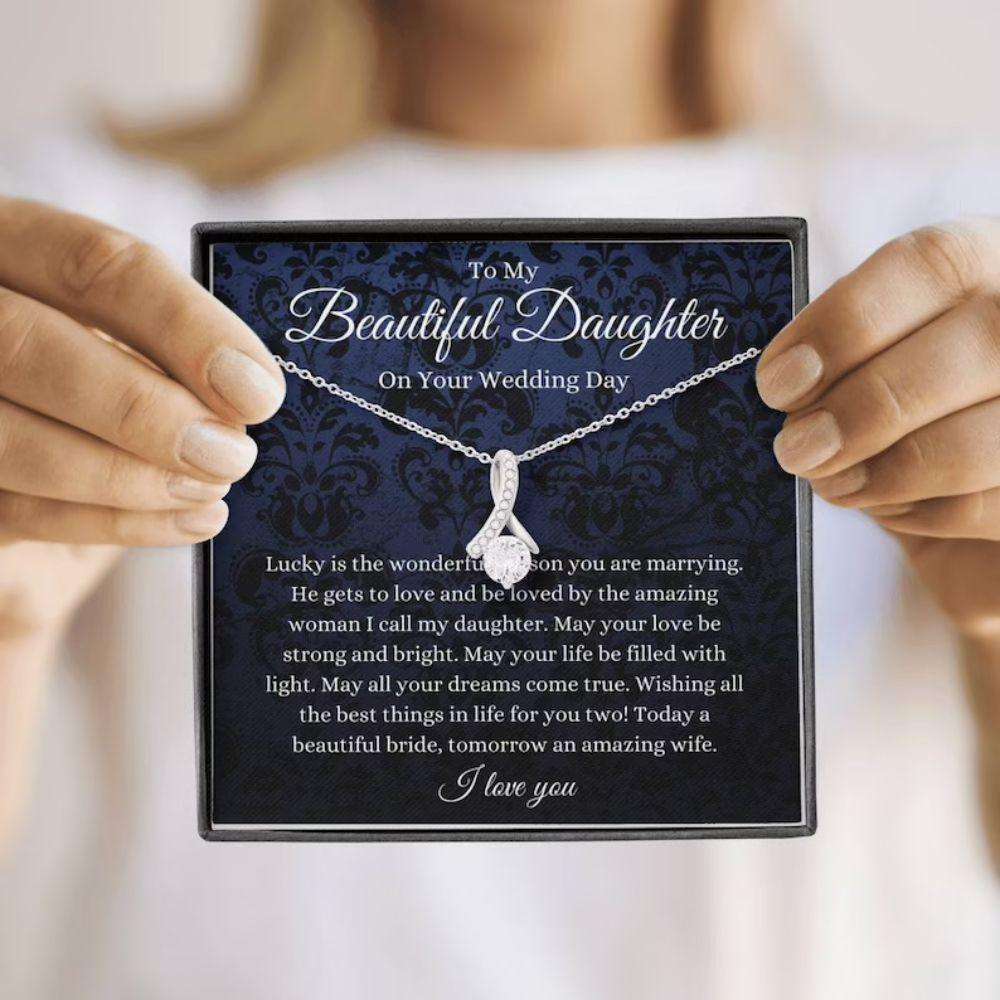 Daughter Necklace, Daughter Wedding Day Necklace Gift From Mom/Dad, Mother To Bride Gift Dughter's Day Rakva