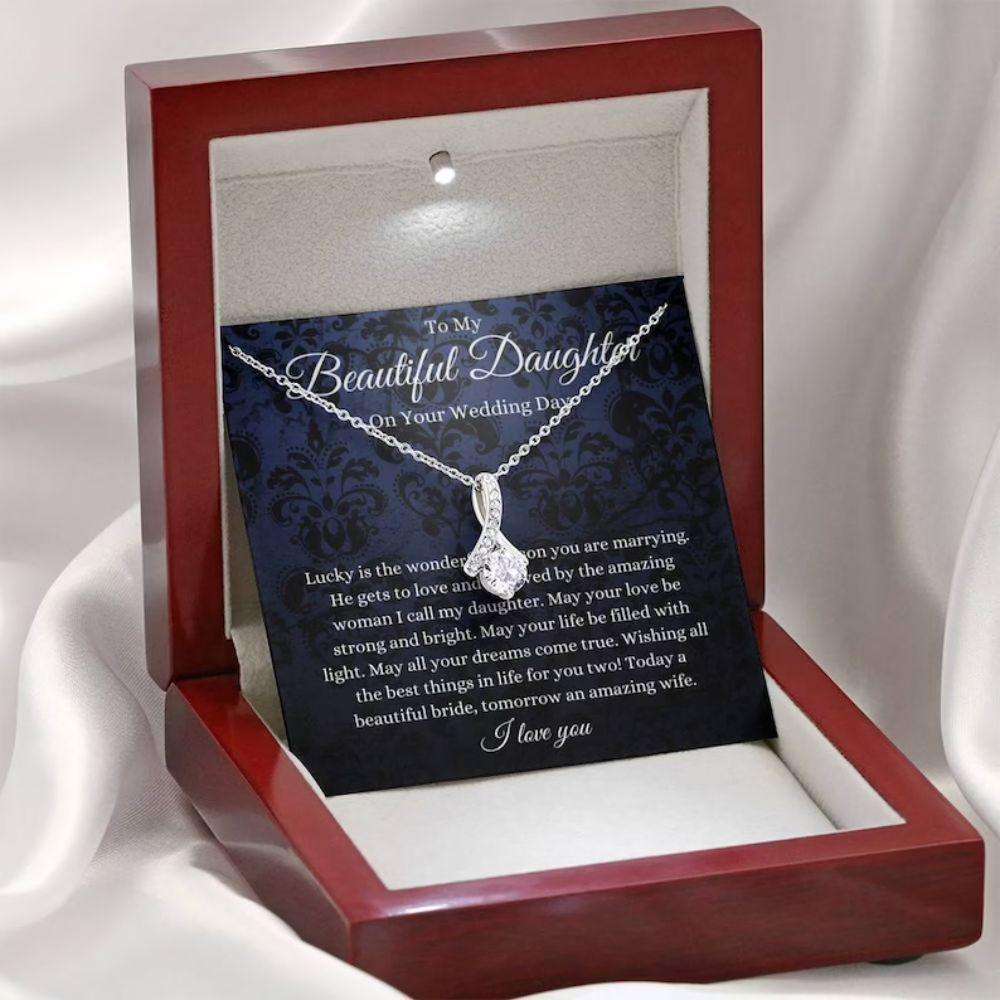 Daughter Necklace, Daughter Wedding Day Necklace Gift From Mom/Dad, Mother To Bride Gift Dughter's Day Rakva