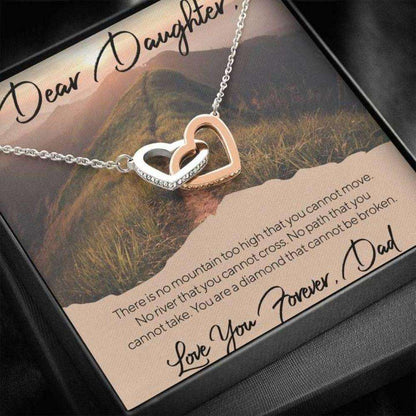 Daughter Necklace, Dear Daughter, You Are A Diamond Cannot Be Broken, Interlocking Hearts Necklace Gift For Daughter Dughter's Day Rakva