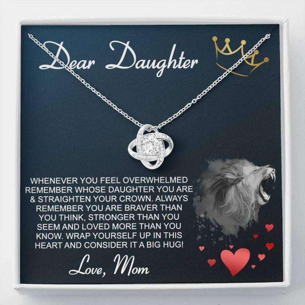 Daughter Necklace, Dear Daughter Œcrown” Love Knot Necklace Gift From Dad Mom Dughter's Day Rakva