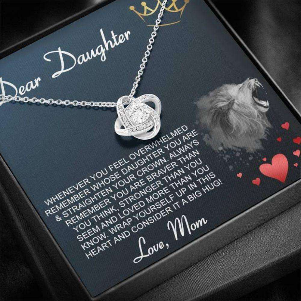 Daughter Necklace, Dear Daughter Œcrown” Love Knot Necklace Gift From Dad Mom Dughter's Day Rakva
