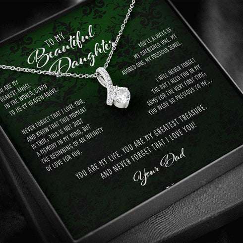 Daughter Necklace, Dearest Angel In The World Dad To Daughter Gift “ Alluring Beauty Necklace Dughter's Day Rakva