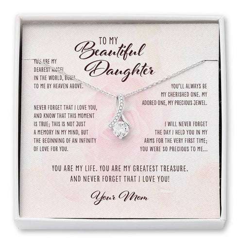 Daughter Necklace, Dearest Angel In The World Mom To Daughter Gift “ Alluring Beauty Necklace Dughter's Day Rakva