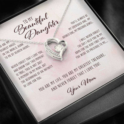 Daughter Necklace, Dearest Angel In The World Mom To Daughter Gift “ Forever Love Necklace Dughter's Day Rakva