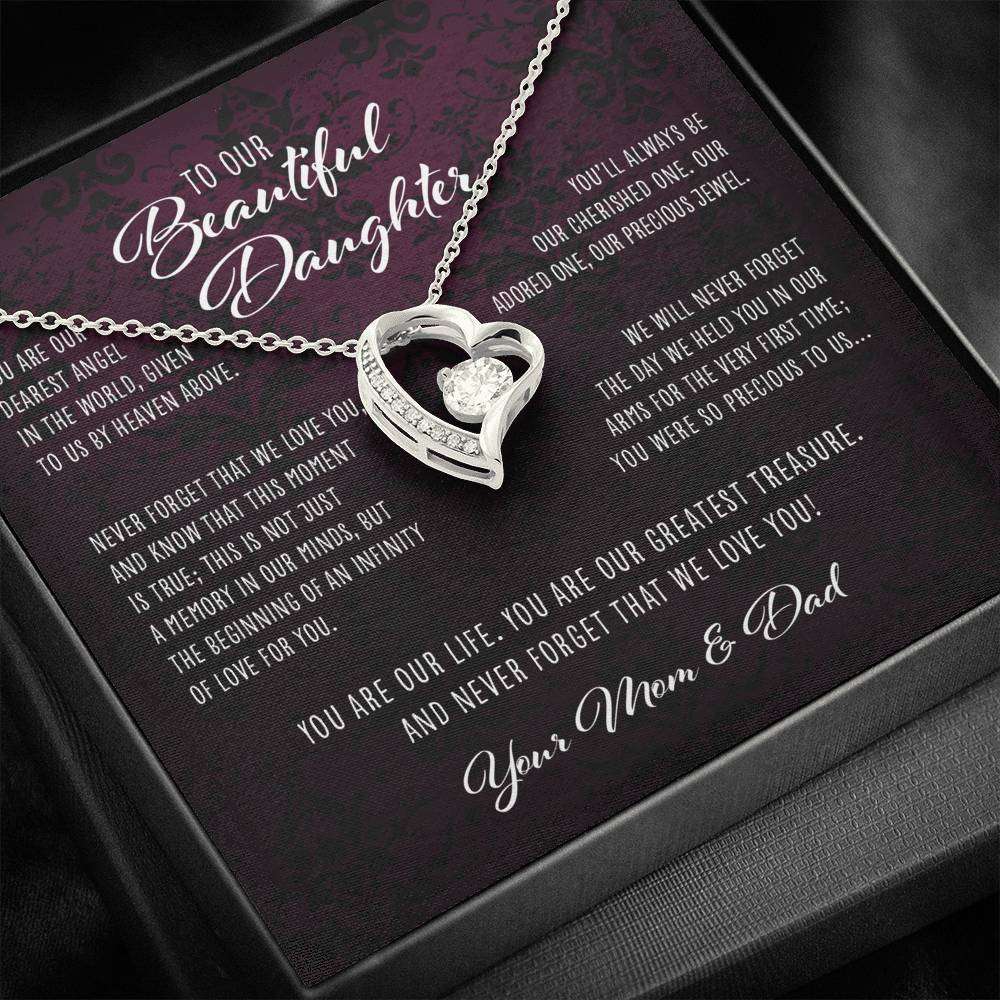 Daughter Necklace, Dearest Angel In The World Parents To Daughter Gift “ Forever Love Necklace Dughter's Day Rakva