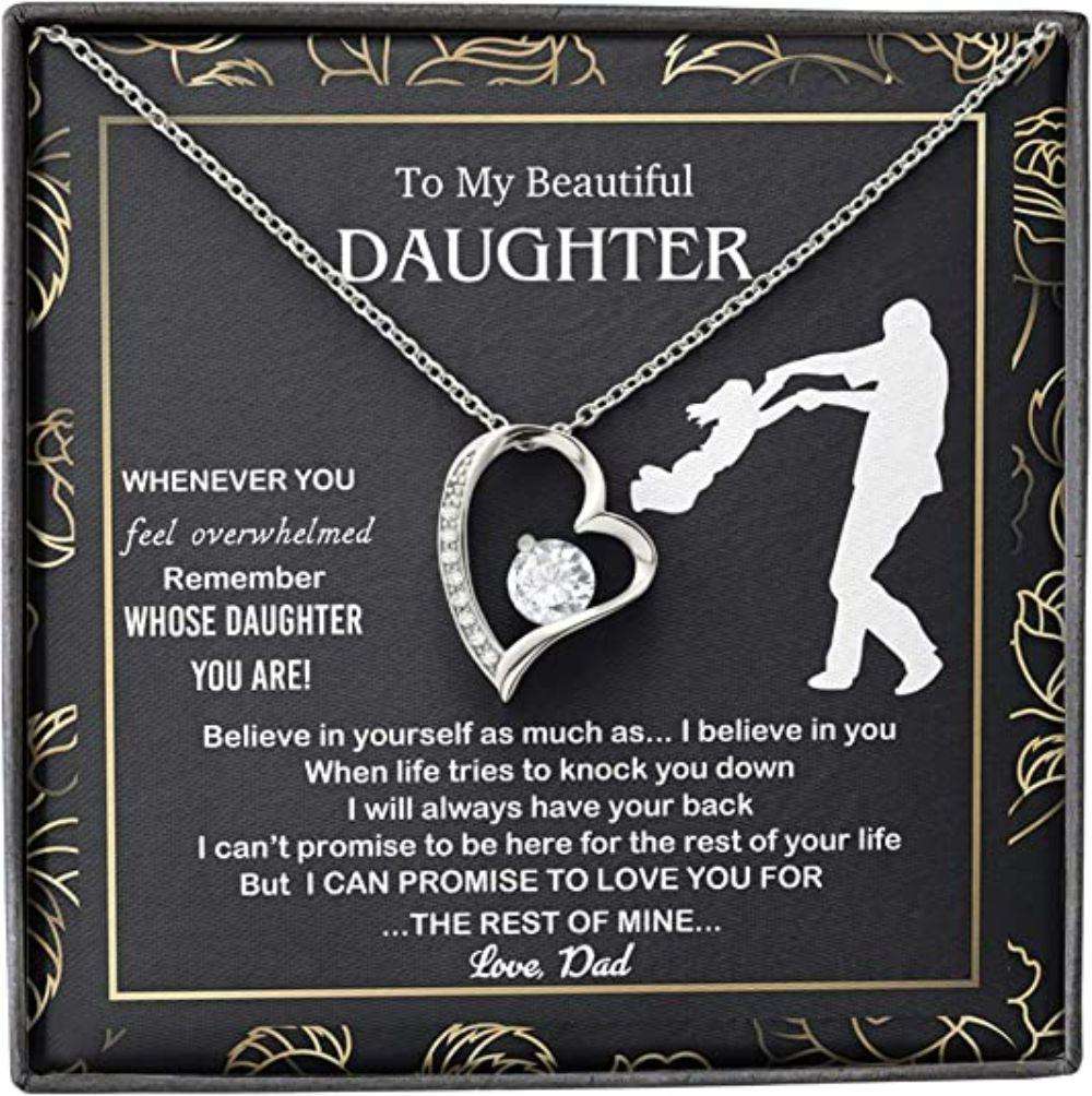 Daughter Necklace, Father Daughter Necklace, Dad Gifts, Beautiful Overwhelmed Remember Believe Promise Necklace Dughter's Day Rakva