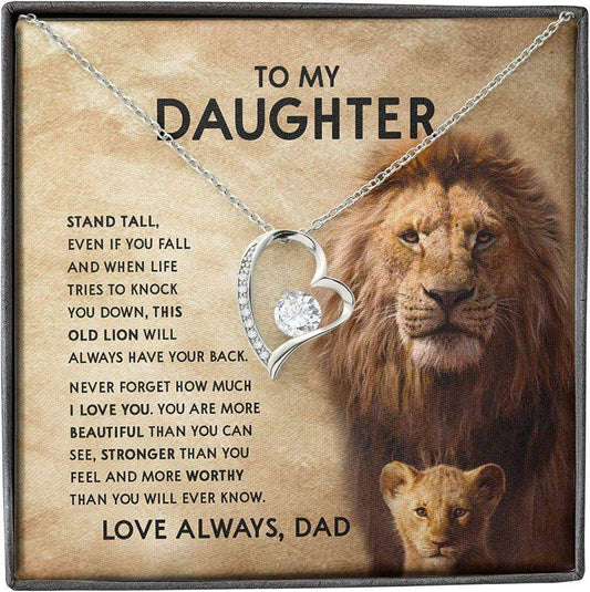 Daughter Necklace, Father Daughter Necklace, Lion Stand Tall Knock Down Back Love Always Dughter's Day Rakva