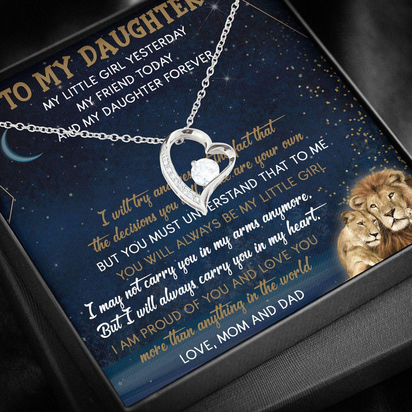 Daughter Necklace, Forever Love Necklace “ To My Daughter Necklace From Mom And Dad Dughter's Day Rakva