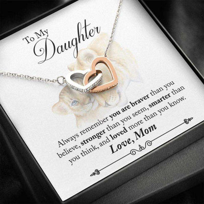 Daughter Necklace From Mom “ Braver “ Gift Necklace Message Card Dughter's Day Rakva