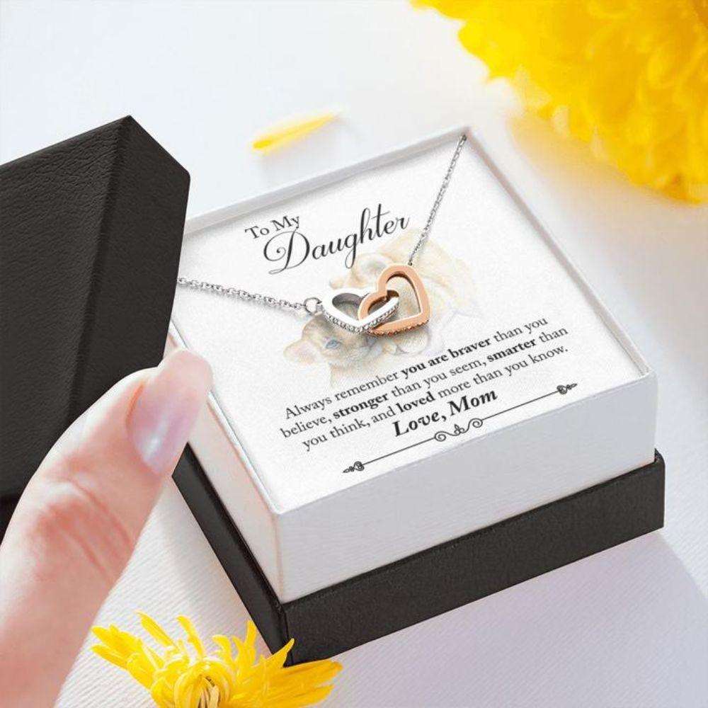 Daughter Necklace From Mom “ Braver “ Gift Necklace Message Card Dughter's Day Rakva