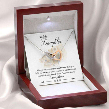 Daughter Necklace From Mom “ Braver “ Gift Necklace Message Card Dughter's Day Rakva