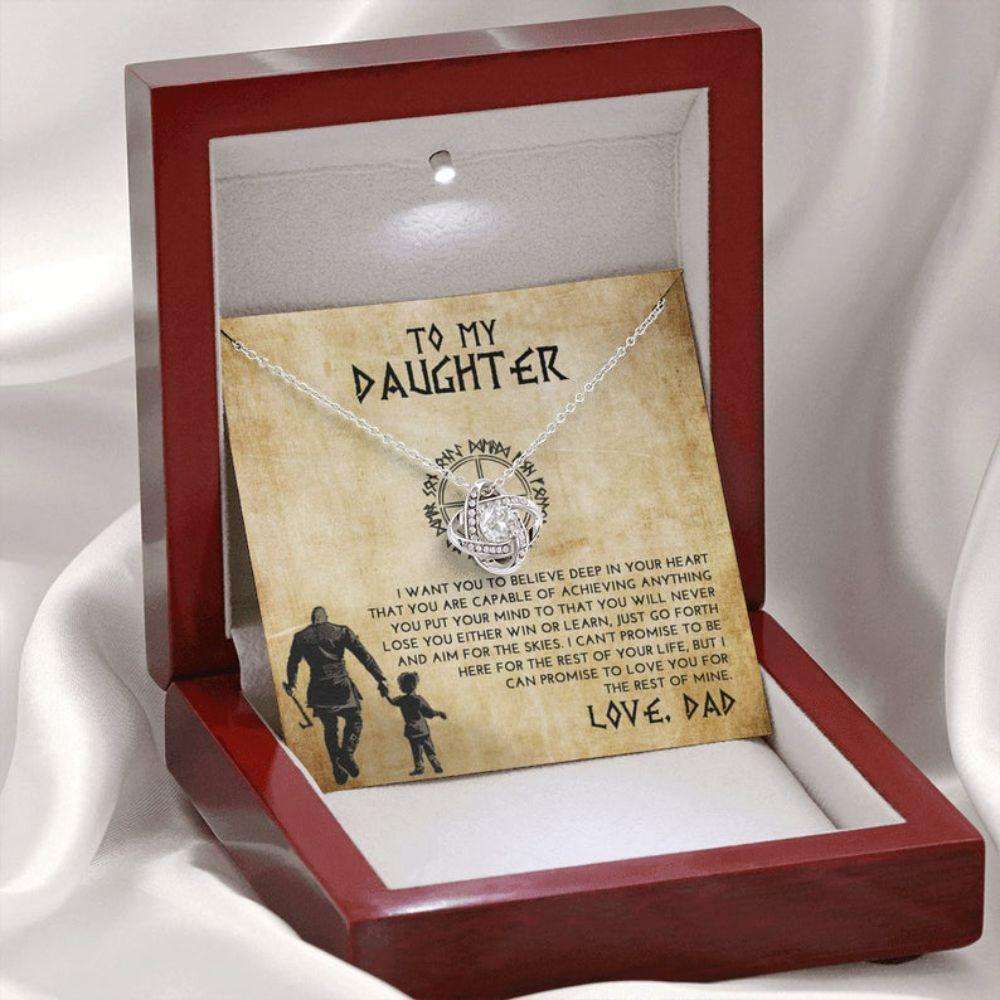 Daughter Necklace, From Viking Dad To My Daughter Necklace, I Want You To Believe Deep In Your Heart Dughter's Day Rakva