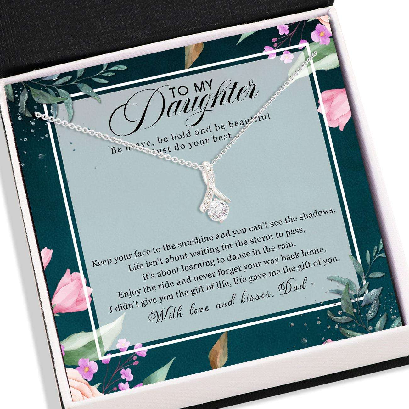 Daughter Necklace, Gift Daughter From Dad Necklace Box Card Message “ Jewelry For Daughter, Gift For Her Dughter's Day Rakva