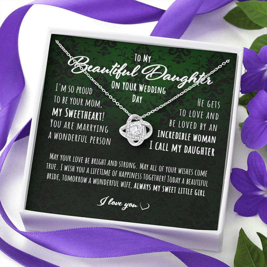 Daughter Necklace, Gift For Bride From Her Mom Love Knot Necklace Dughter's Day Rakva