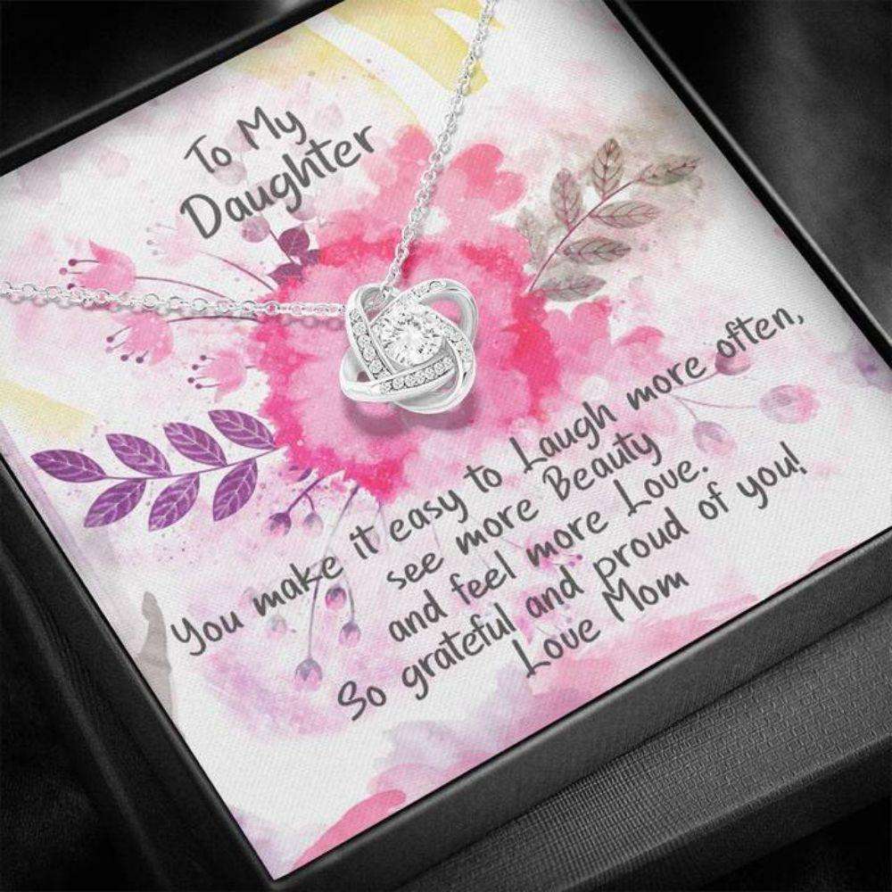 Daughter Necklace, Gift For Daughter, Laugh More Often “ Sparkling Necklace Dughter's Day Rakva