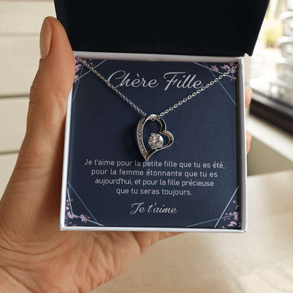 Daughter Necklace, Gift For Daughter “ Message In French “ Forever Love Necklace Dughter's Day Rakva